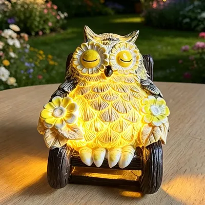 Solar-Eulenfigur aus Harz, 8x7x10 cm, wasserdicht, für Garten & Terrasse