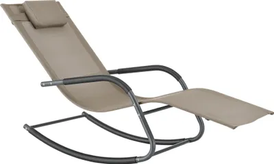 Image de Chaise longue à bascule Caracena 147x63x89cm Chaise longue à bascule jusqu'à 120kg Beige