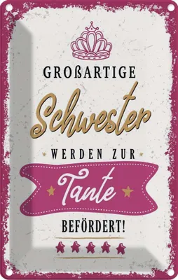 Produktbild von vianmo Blechschild 18x12 cm Großartige Schwester werden Tante Spruch Zitat