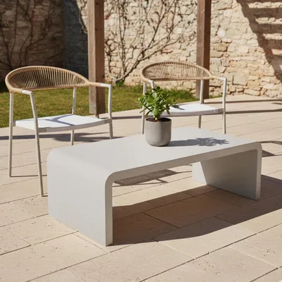 Produktbild von Gartentisch 100 cm lang in Betonoptik - Oviala Rhodes