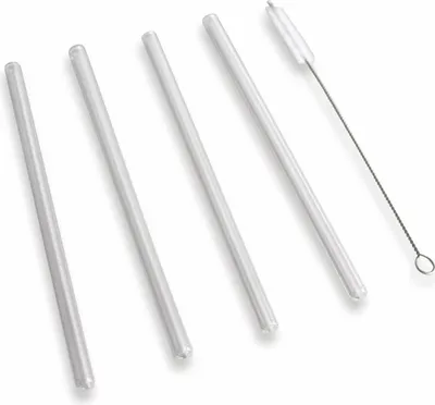 Produktbild von Excellent Houseware Strohhalme Trinkhalme aus GLAS umweltfreundlich wiederverwendbar 4 Stück + Reinigungsbürste