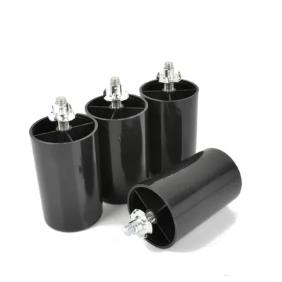 Obrázok produktu pre Sada 4 ks plastových nožičiek na nábytok, čierne, M8 x 25 mm, výška 80 mm, vrátane 4 ks vtláčacích matíc M8 x 11 mm, nožičky na pohovku, posteľ a skriňu