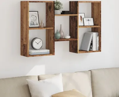 Productafbeelding van Maison Exclusive - Wandplank, look van oud hout, 96x18x60 cm, houtvezelplaat