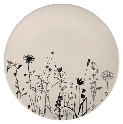 Image de Assiette à dessert en céramique Cream Garden ø 20cm, crème/noir