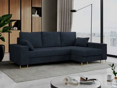 Produktbild von Ecksofa, Bettsofa, L-Form Couch mit Bettkasten - DORIAN-L - Dunkelblau