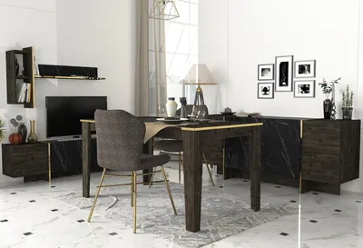 Obrázek produktu pro Skye Decor, Veyron Set 3, sada nábytku do obývacího pokoje, černá, 100 % MELAMÍNEM POVLÁKNĚNÉ PANELY, 180 x 32,3 x 45 cm