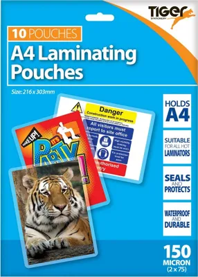 Image de Tiger Stationery - Films de plastification, A4 Pack de 10 SG18972 (Taille unique) (Transparent)