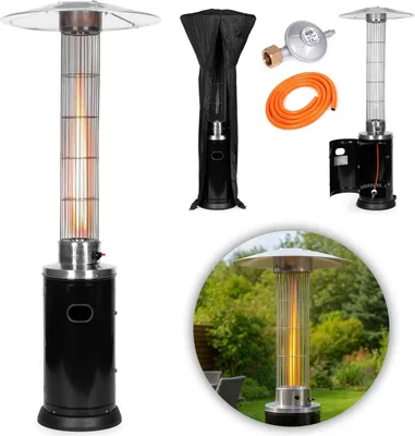 Obrázek produktu pro Plynový terasový ohřívač 9 kW se skleněnou trubicí, regulátorem a krytem