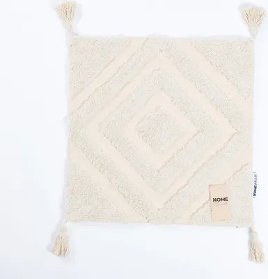 Produktbild von HOME DELUXE Getufteter Kissenbezug JARA Raute mit Pompoms - Creme I Kissenhülle Kissenüberzug