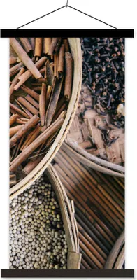 Produktbild von MuchoWow® Textilposter Kräuter auf der Kaffeeplantage 40x80 cm mit schwarzem Rahmen - Wandemalerei