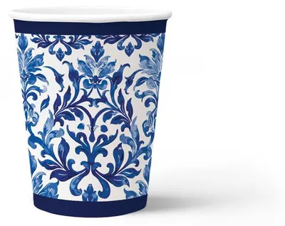 Productafbeelding van PAW papbekers, 250 ml, 8 stuks - Indigo geweven patroon