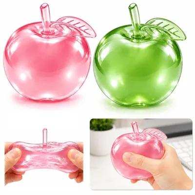 Produktbild von 2pcs Apfel Stressball,Anti Stress Quetschspielzeug aus TPR,weicher Squishy Knautschball,langsam rückfedernd, Fidget Spielzeug für Kinder & Erwachsene