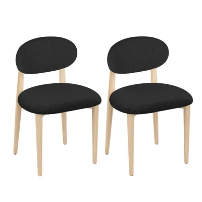 Produktbild von Esszimmerstühle 2er Set Küchenstühle mit Holzbeinen, Sitzschalen Stühle Schwarz Weich Gepolstert Modern für Esszimmer Küche