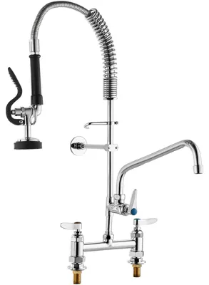 Gewerbliche Küchenarmatur, 26 Zoll, 8 Zoll Mitte, Messing, Zugbrause
