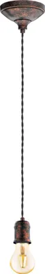 Produktbild von EGLO Pendelleuchte Yorth, 1 flammige Schnurpendel Hängelampe Vintage, Industrial, Hängeleuchte aus Stahl, Esstischlampe, Wohnzimmerlampe, E27