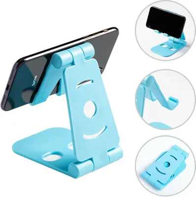 Produktbild von Kreativer Desktop Mobile Telefon Stand Doppel Falten tragbare Tablet Blau