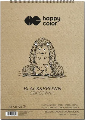 Produktbild von Spiral-Skizzenbuch Happy Color Schwarz & Braun A4 50 Blatt 80g