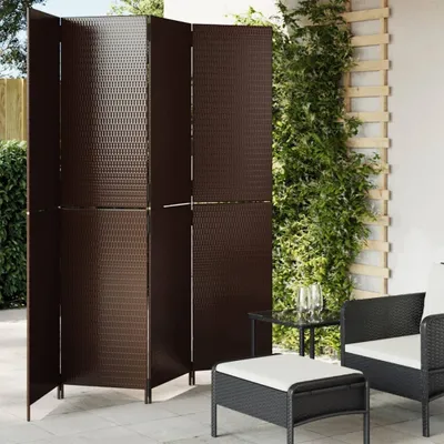 Produktbild von Möbel Paravent 4-tlg. Braun Poly Rattan NEU521181 - Paravents
