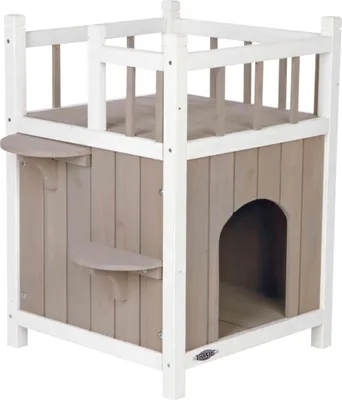 Produktbild von TRIXIE Cat's Home mit Balkon - grau/weiß - 45 × 65 × 45 cm