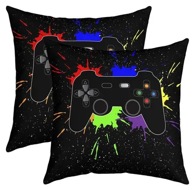 Obrázek produktu pro Sada dvou povlaků na polštáře, 50x50 cm, motiv her, čtvercový tvar, dekorativní polštáře, vícebarevné, polyester