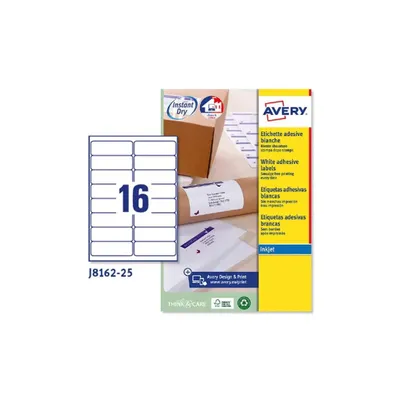 Zdjęcie produktu dla Etykieta adresowa do drukarek atramentowych AVERY J8162-15, 99,1 x 33,9 mm, biała