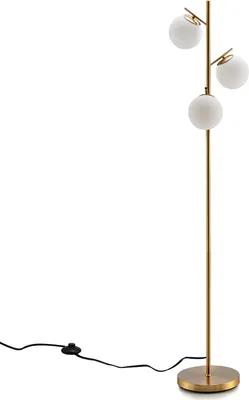 Zdjęcie produktu dla Lampa podłogowa COSTWAY z 3 źródłami światła, nowoczesna wolnostojąca lampa podłogowa z praktycznym włącznikiem nożnym, podstawą żarówki E27 i solidnym metalowym słupem, lampa do czytania do salonu, gabinetu i sypialni