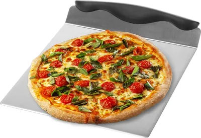 Produktbild von com-four® Pizzaschieber aus Edelstahl - Tortenhebe-Blech mit Kunststoffgriff - Kuchen- und Pizzaheber - Pizzaschaufel mit 20,5 x 20,5 cm