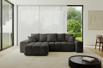 Produktbild von ALTDECOR Ecksofa mit Schlaffunktion und Bettkasten ENIL-L 297x189x68 cm  Schwarz - Corner Sofa Eckcouch Couch L-Form  Schlafcouch Ausziehbar Wohnlandschaft