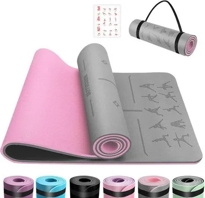 Obrázok produktu pre Podložka na pilates a meditačnú jogu – protišmyková a šetrná k pokožke – 1 ks – sivá – TPE – 183 x 61 cm