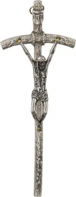 Obrázek produktu pro Papežský závěsný kříž, chromovaný, stříbro, 14,5 cm