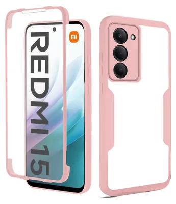 Produktbild von 360° Grad Hülle für xiaomi Redmi 15 Rundum vollschutz Integriertem Displayschutz in Rosa