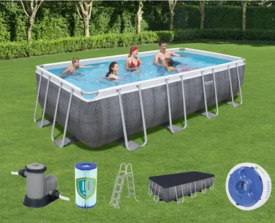 Image de Power Steel™ Frame Pool Kit complet, rectangulaire, avec pompe de filtration, échelle de sécurité & bâche 549 x 274 x 122 cm, Piscine, Natation, Piscines