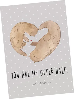 Produktbild von Mr. & Mrs. Panda Postkarte Otter Herz - Grau Pastell - Geschenk, Ansichtskarte, Fotokarte, Ansichtskarten, Hochzeitstag, Liebe, Grußkarte, Postkarten