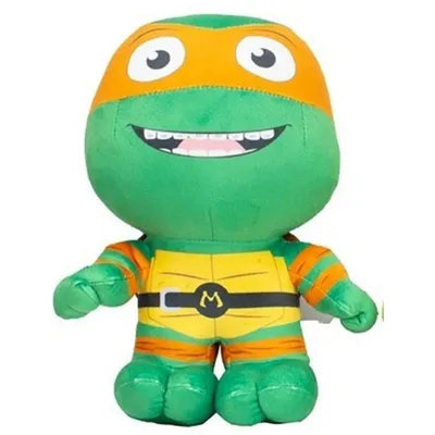 Produktbild von Teenage Mutant Ninja Turtles Michelangelo Plüschtier 28 cm – offiziell lizenzierte TMNT Plüschfigur Mikey Orange – weiches Kuscheltier für Kinder und