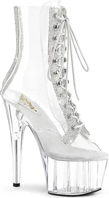 Produktbild von Pleaser ADORE-1021C-2 Plateau Stiefeletten Transparent - Strass EU 39