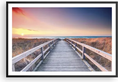 Produktbild von Gerahmtes Poster - Schwarzer Rahmen - Weg Meer Brücke - 91,5x61 cm - Wand Bild - Wanddeko - Wandbilder - Kunstposter - Wandposter - Bilderrahmen - Bilder - Kunstdruck Wanddekoration - P2BAA91x61-4948