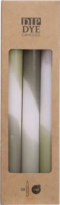 Produktbild von Dip-Dye-Kerzen im Set mit 3 Stück, Höhe 24cm, in vielen Farben erhältlich | Stabkerzen, Farbe:Olive - Minze