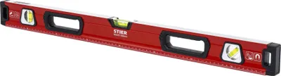 Produktbild von STIER Premium Wasserwaage, mit Magnet und drei Libellen, 800 mm, 0,5 mm/m, vertikal und horizontal messen, Spiegel-Lotlibelle, präzise Messung, Aluminiumlegierung, doppelt gefräste Oberfläche