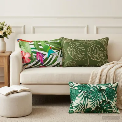 Produktbild von Möbel Kissenbezug 6 stk. HOUTEN Blattdesign 50 x 70 cm Polyester - Kissenbezüge &27839