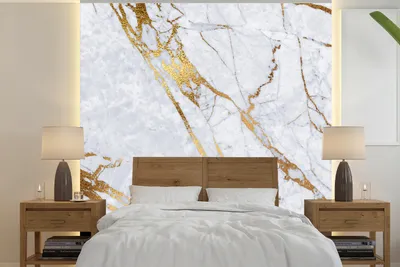 Produktbild von MuchoWow® Fototapete für Wohnzimmer oder Schlafzimmer Wandtapete Vinyl Motivtapete Marmor - Muster - Gold - 300x300 cm - Wanddekoration