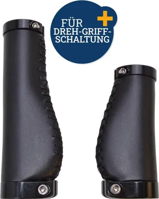 Immagine prodotto di Set di manopole per bicicletta Ergo-Grip in pelle per cambio a rotazione nero