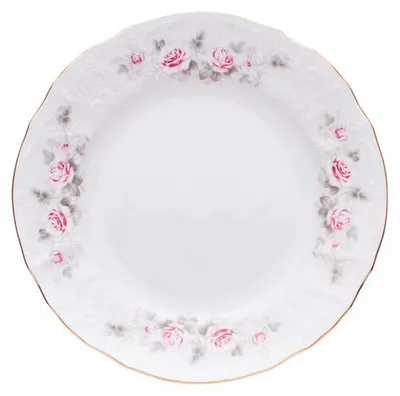 Produktbild von Thun 1794 Dessertteller, Tschechisches Porzellan, Bernadotte, 19 cm, rosa, Goldlinie, Thun