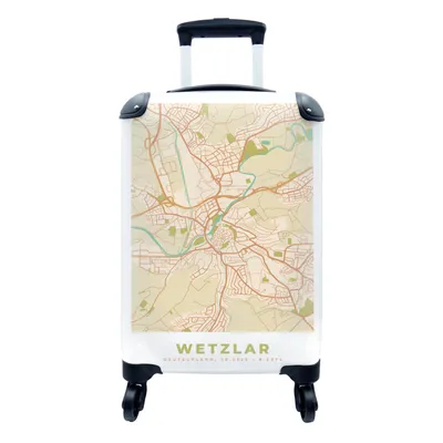 Produktbild von MuchoWow® Koffer Handgepäck Trolley Rollkoffer Kleine Reisekoffer mit 4 Rollen - Stadtplan - Wetzlar - Vintage - Stadtplan - Cabin Size < 55x40x23 cm & 55x40x20 cm - Fotokoffer - Kabinenkoffer - Boardgepäck - Reise-Box - Reisekoffer - Reisegepäck - Koffer mit Bild - Trolley für Kinder