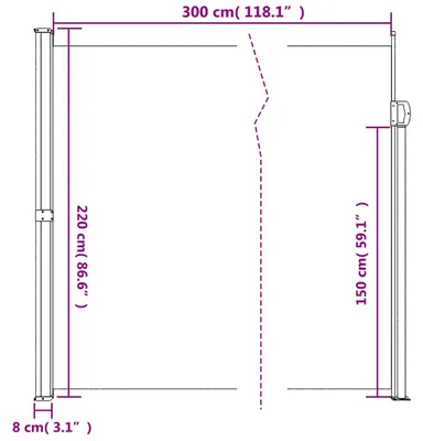 Obrázek produktu pro vidaXL Boční výsuvná markýza Taupe 220x300 cm