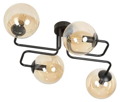 Zdjęcie produktu dla Lampa wisząca Brendi z czarnego metalu i bursztynowego szkła