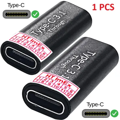 Produktbild von 1 x USB C auf USB C Verbinder Kupplung Verbindung Kabel als Verlängerung Schwarz
