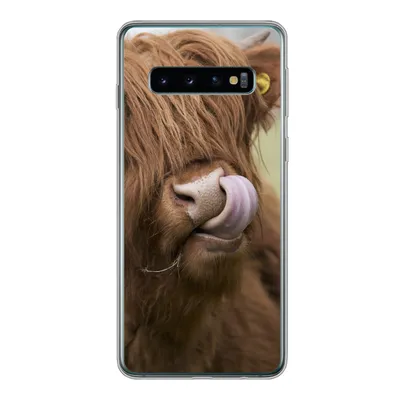 Produktbild von MuchoWow® Handyhülle Schutzhülle Hülle für Samsung Galaxy S10 Schottischer Highlander - Braun - Tiere Silikon Softcase Handy Hülle - Handytasche
