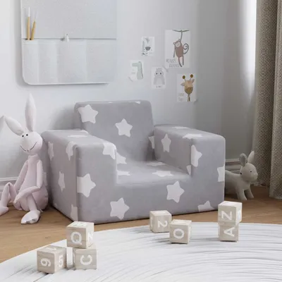 Immagine prodotto di Divano per Bambini Grigio Chiaro con Stelle in Morbido Peluche