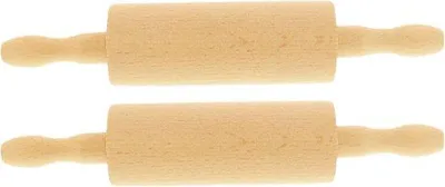 Produktbild von Famanu Set von 2 Holz-Mini-Teigrollen – kinderfreundliche Backrollen – ideal für Kekse oder Marzipan