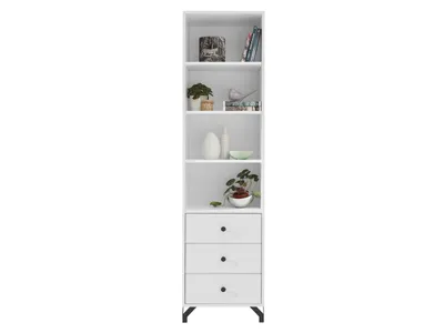 Produktbild von Furniture24 Regal Bergen Be4 Bücherregal Regalschrank Mit Schublade 3 Einlegeboden Hochganz Weiß